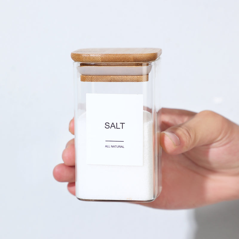 12-Piece Square Glass Spice Jar Set with 72 Labels