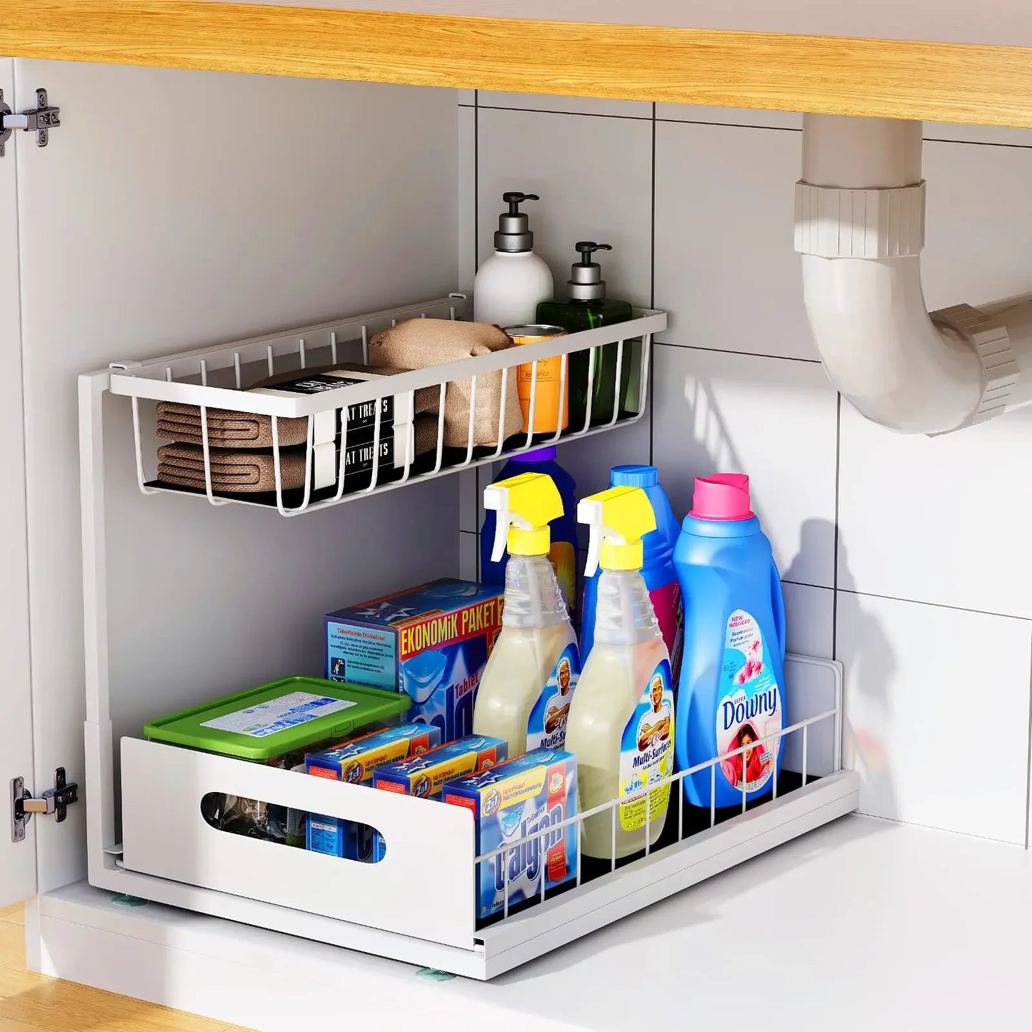 2-Tier Sliding Under-Sink Organizer & Storage Rack