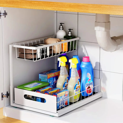 2-Tier Sliding Under-Sink Organizer & Storage Rack