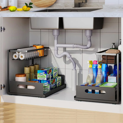 2-Tier Sliding Under-Sink Organizer & Storage Rack