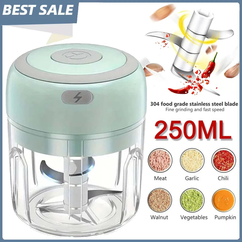 Mini Electric Stainless Steel Garlic Chopper (250ml)