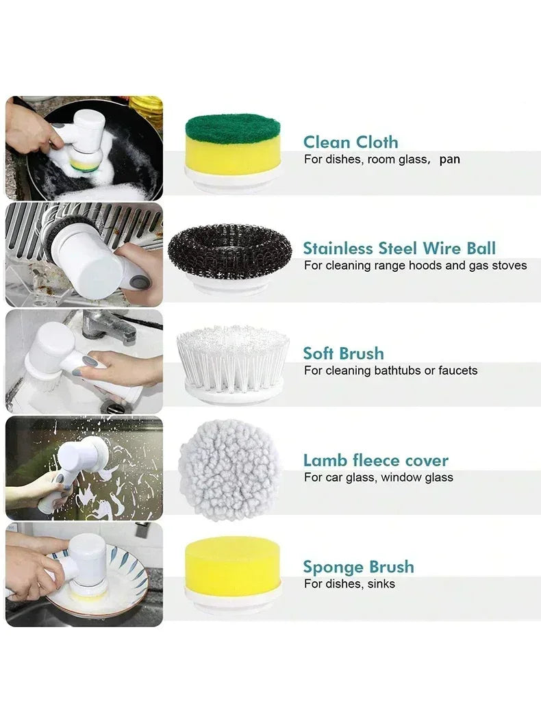 5-in-1 Cordless Electric Spin Scrubber