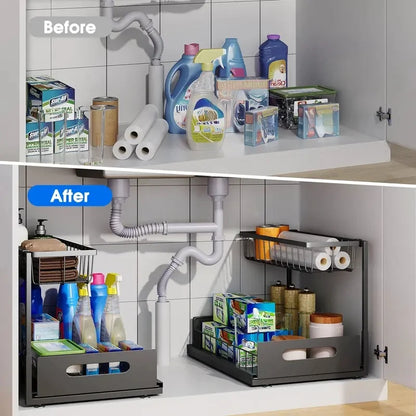 2-Tier Sliding Under-Sink Organizer & Storage Rack