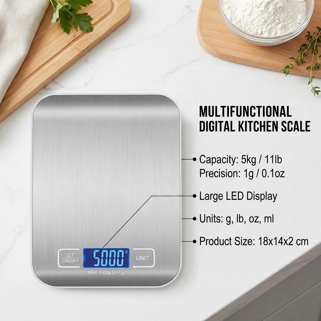 5kg Stainless Steel Digital Kitchen Scale