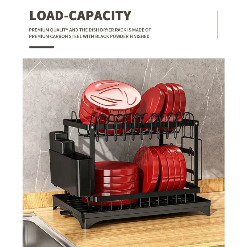 2-Tier Rotating Dish Drying Rack