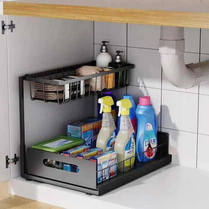 2-Tier Sliding Under-Sink Organizer & Storage Rack