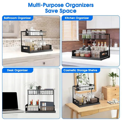 2-Tier Sliding Under-Sink Organizer & Storage Rack