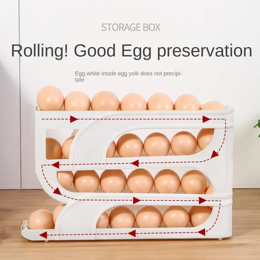 Automatic Rolling Egg Organizer Rack