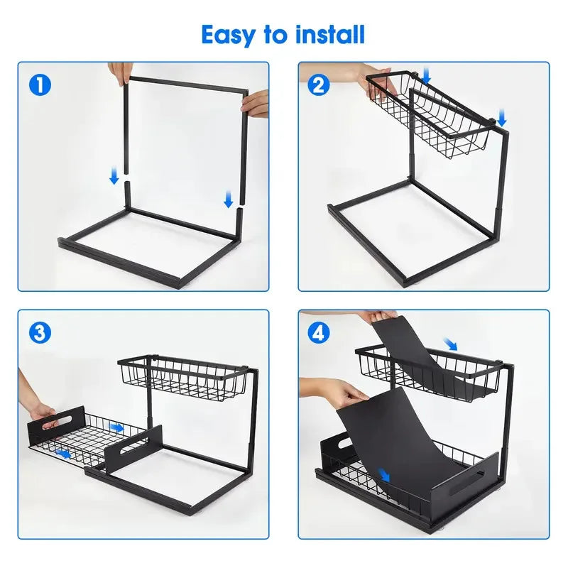 2-Tier Sliding Under-Sink Organizer & Storage Rack
