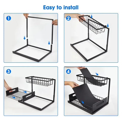 2-Tier Sliding Under-Sink Organizer & Storage Rack
