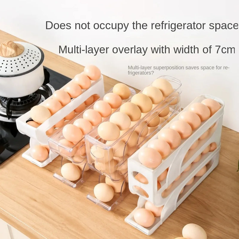 Automatic Rolling Egg Organizer Rack