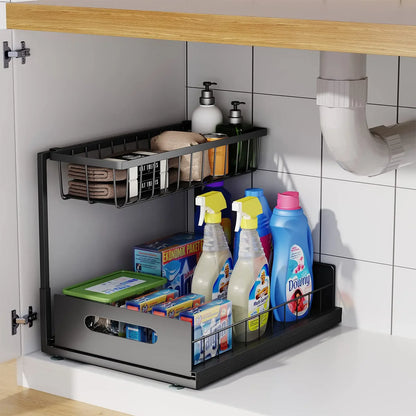 2-Tier Sliding Under-Sink Organizer & Storage Rack
