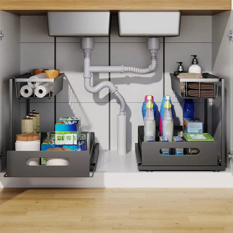 2-Tier Sliding Under-Sink Organizer & Storage Rack