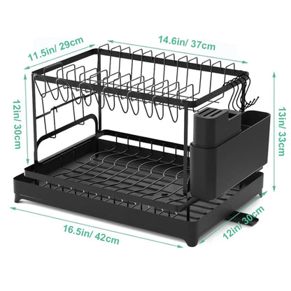 2-Tier Rotating Dish Drying Rack