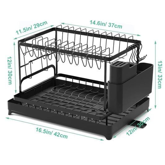 2-Tier Rotating Dish Drying Rack