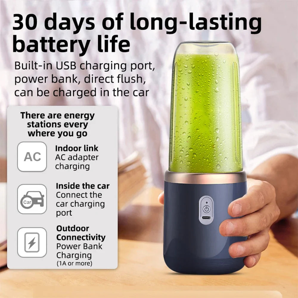 Portable 6-Blade Blender & Juicer Cup with Extra Cup